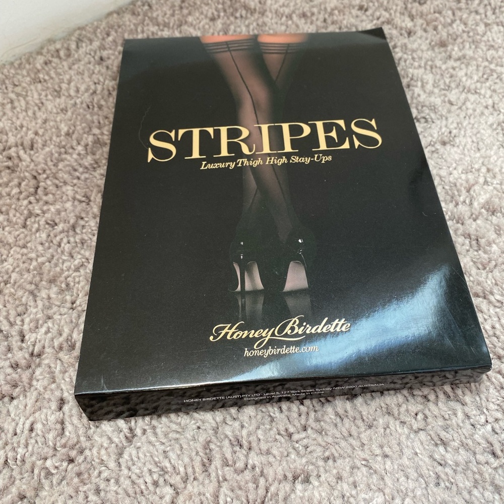 Honey Birdette Black Stripes Thigh High Stockings